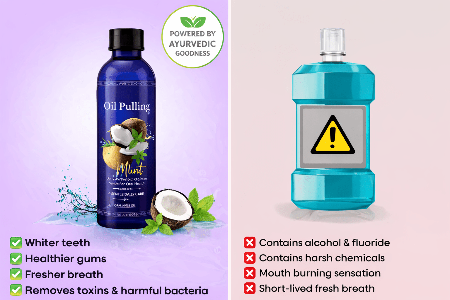 Coconut Oil Pulling Mouthwash – Natural Oral Detox and Fresh Breath | Buy 1 Get 1 Free - Oralpy