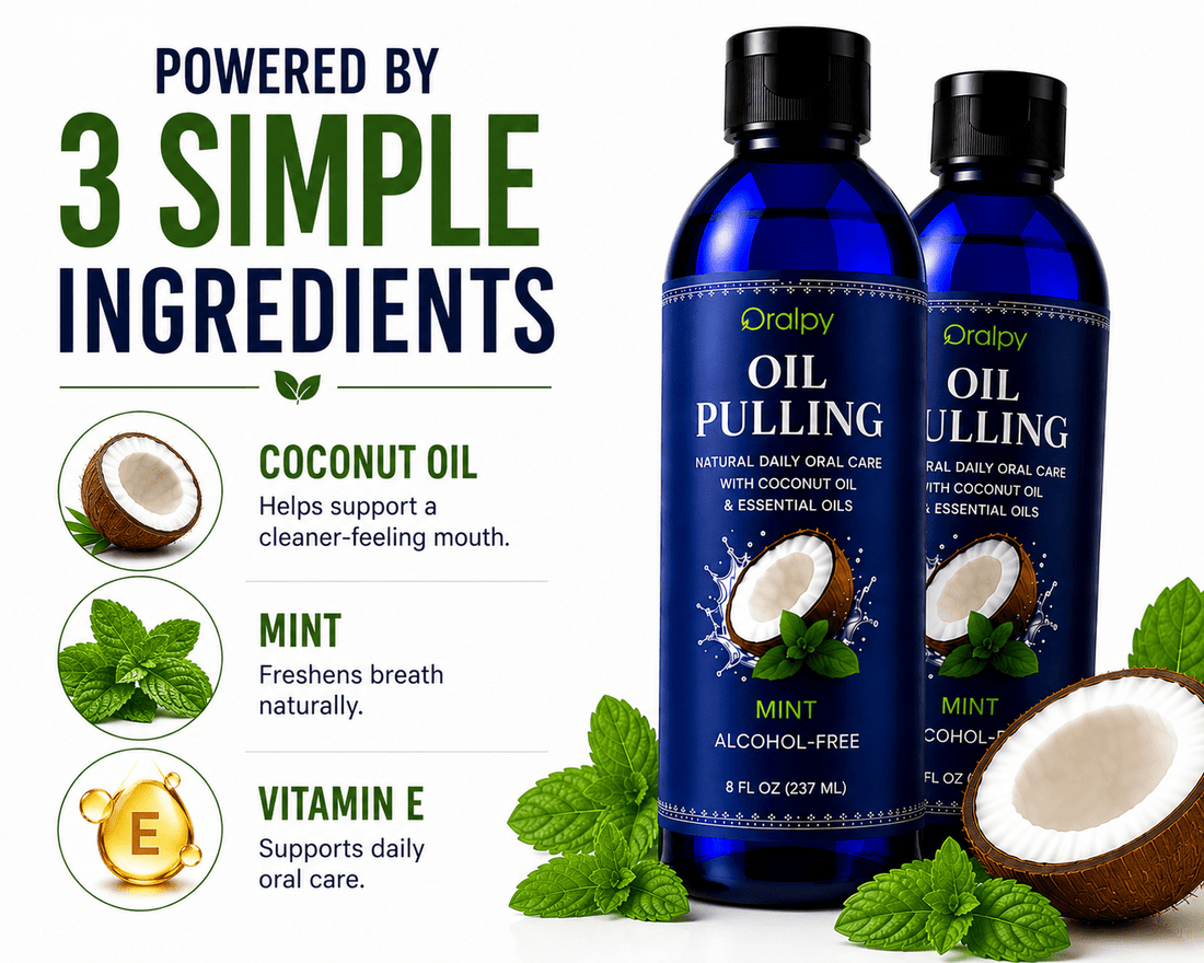 Coconut Oil Pulling Mouthwash – Natural Oral Detox and Fresh Breath | Buy 1 Get 1 Free - Oralpy